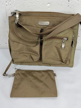 Baggallini Metallic Light Brown Crossbody Organizer Purse Bag